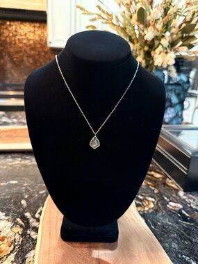 Kendra Scott Silver Necklace with Clear Gemstone Pendant